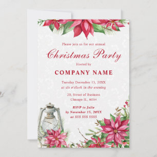 Convites Poinsettia Vermelha & Lanterna Corporate Christmas
