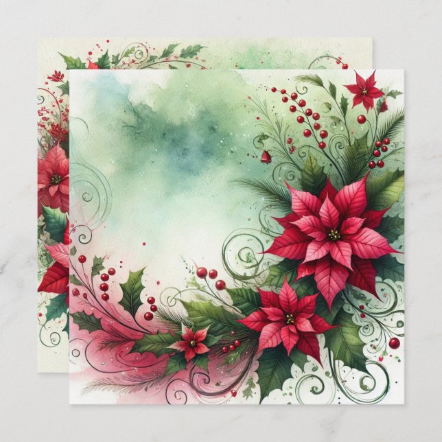 Convites Poinsettia Whimsical Printable (Frente/Verso)