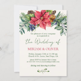 Convites Poinsettia Winter Greenery Wedding