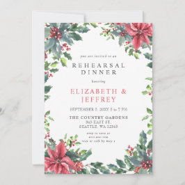 Convites Poinsettias Holly Janto de ensaio de Natal