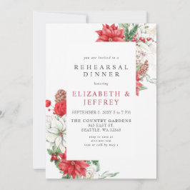 Convites Poinsettias Holly Janto de ensaio de Natal