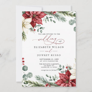 Convites Poinsettias Pinhas Botânico Natal Casamento