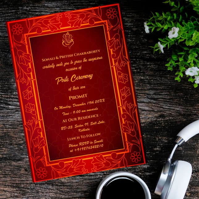 Convites Poite Janeu Upanayanam Hindu Sagrado Thread Floral (Criador carregado)