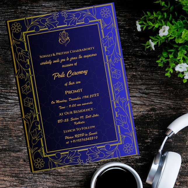 Convites Poite Janeu Upanayanam Hindu Sagrado Thread Floral (Criador carregado)