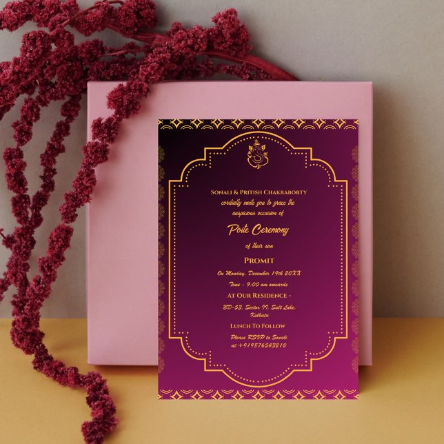 Convites Poite Janeu Upanayanam Hindu Sagrado Thread Floral (Criador carregado)