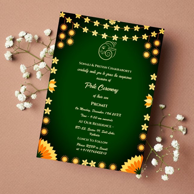 Convites Poite Janeu Upanayanam Hindu Sagrado Thread Floral (Criador carregado)