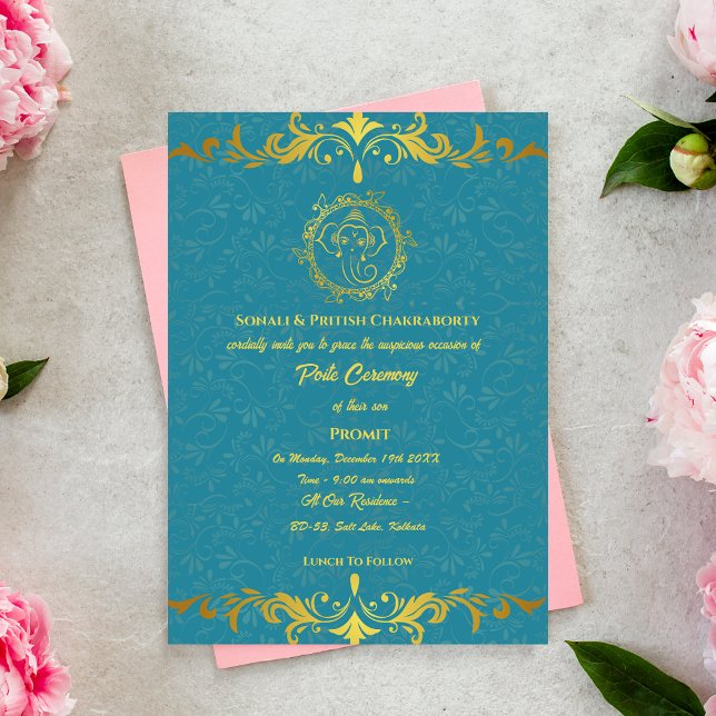 Convites Poite Janeu Upanayanam Hindu Sagrado Thread Floral (Criador carregado)