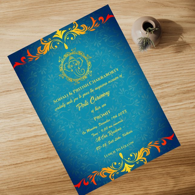 Convites Poite Janeu Upanayanam Hindu Sagrado Thread Floral (Criador carregado)