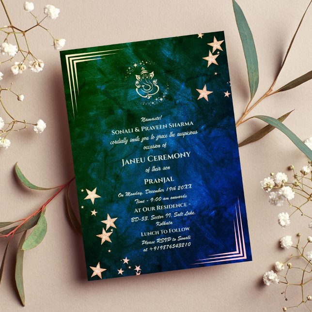 Convites Poite Janeu Upanayanam Hindu Thread Azul (Criador carregado)