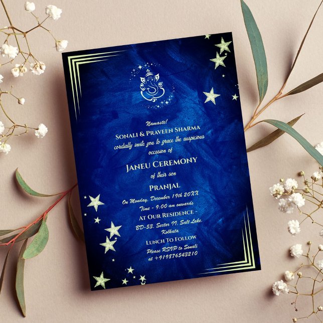 Convites Poite Janeu Upanayanam Hindu Thread Azul (Criador carregado)