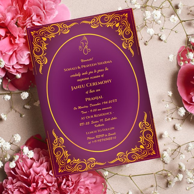 Convites Poite Janeu Upanayanam Hindu Thread Azul (Criador carregado)