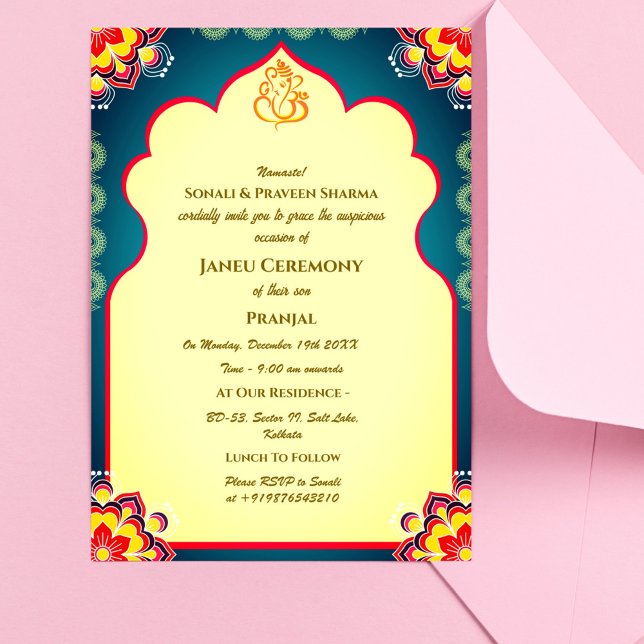 Convites Poite Janeu Upanayanam Hindu Thread Azul (Criador carregado)