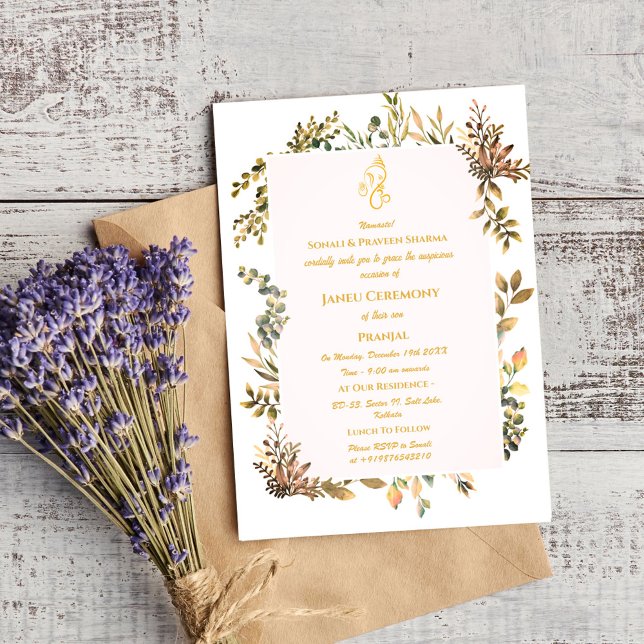 Convites Poite Janeu Upanayanam Hindu Thread Azul (Criador carregado)