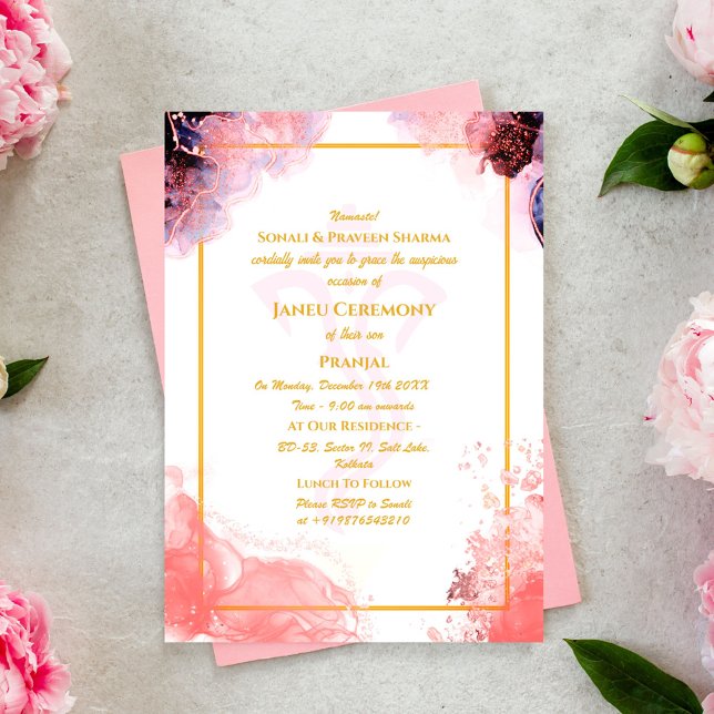 Convites Poite Janeu Upanayanam Hindu Thread Azul (Criador carregado)