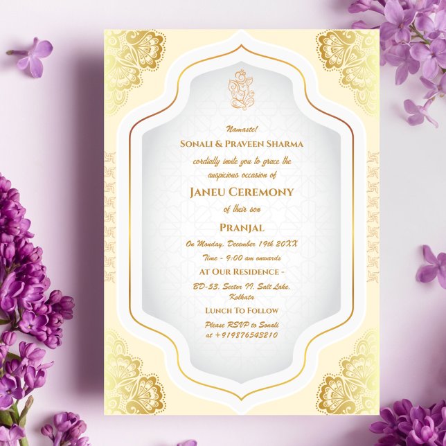 Convites Poite Janeu Upanayanam Hindu Thread Azul (Criador carregado)