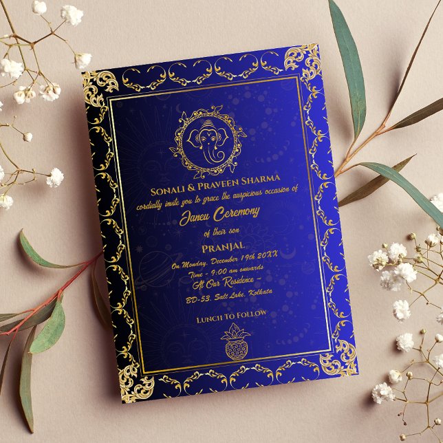 Convites Poite Janeu Upanayanam Hindu Thread Azul (Criador carregado)