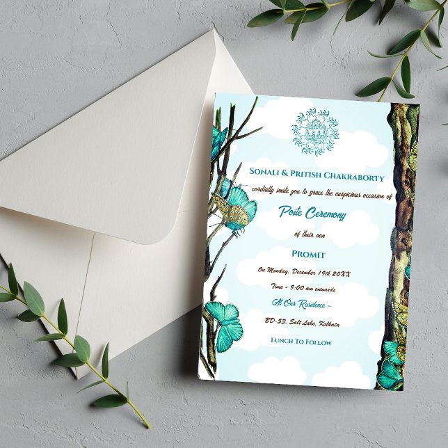 Convites Poite Janeu Upanayanam Hindu Thread Butterfly (Criador carregado)