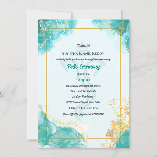 Convites Poite Upanayanam Hindu Thread Janeu Ceremony (Frente)