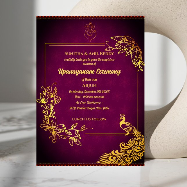 Convites Poite Upanayanam Santo Thread Janeu Cerimônia Hind (Criador carregado)