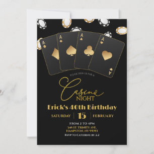 Convites Poker Card Casino Night 40th 50th Adult Birthday