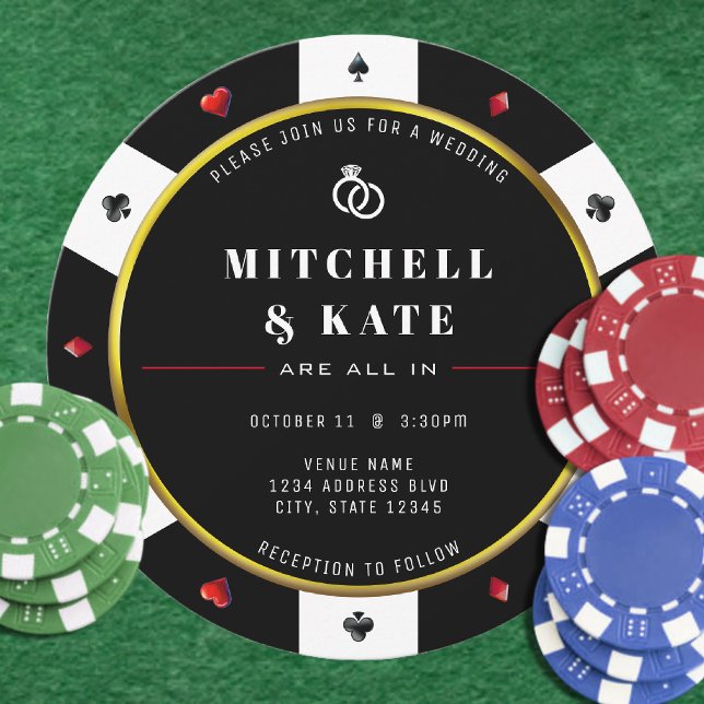 Convites Poker Chip All In Weding (Poker Chip All In Wedding Invitation
)