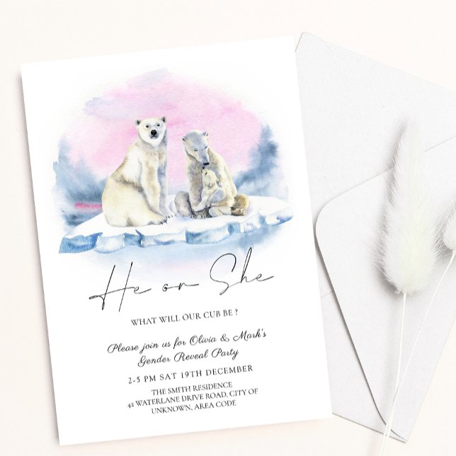 Convites Polar Bear Cub Revelação do Natal de inverno (Criador carregado)