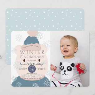 Convites Polar Bear Onederland Boy 1 rua Foto de Aniversár