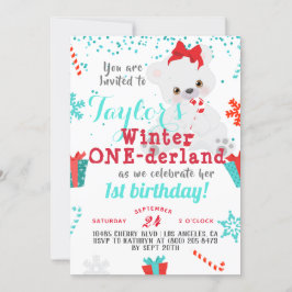 Convites Polar Bear Winter One derland Birthday Invitation