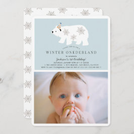 Convites Polar Bear Winter Onederland Photo bl primeiro ani