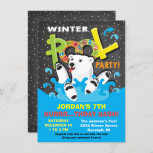 Convites Polar Bear Winter Piscina Party Pluny