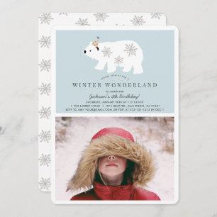 Convites Polar Bear Winter Wonderland Foto Blue Birthday