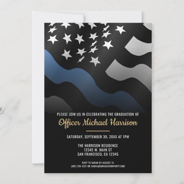 Convites Police Academy Graduation Law Enforcement Officer (Frente)