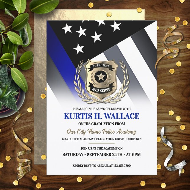 Convites Police Academy Graduation Party Invitation (Criador carregado)