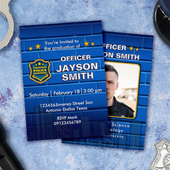 Convites Police Graduation Party with Photo (Criador carregado)