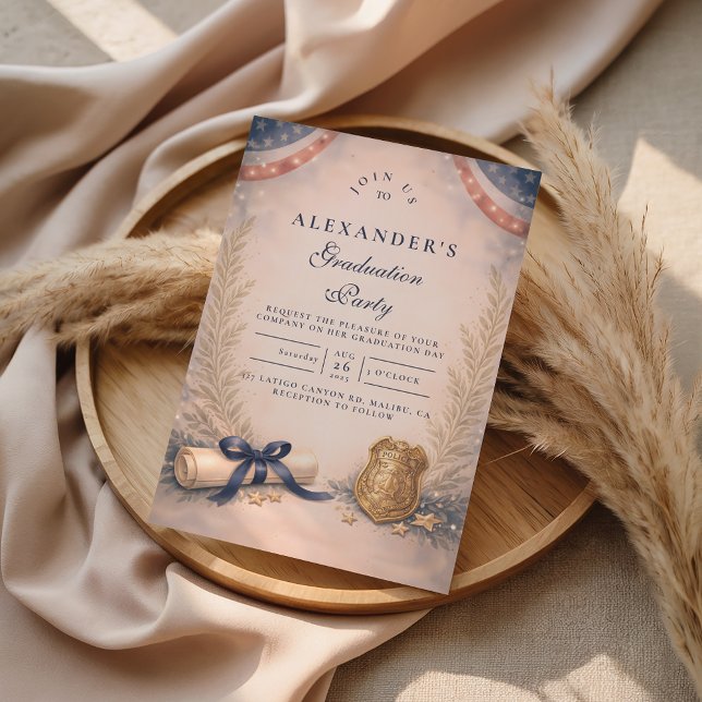 Convites Police Officer Academy Milestone Graduation (Criador carregado)