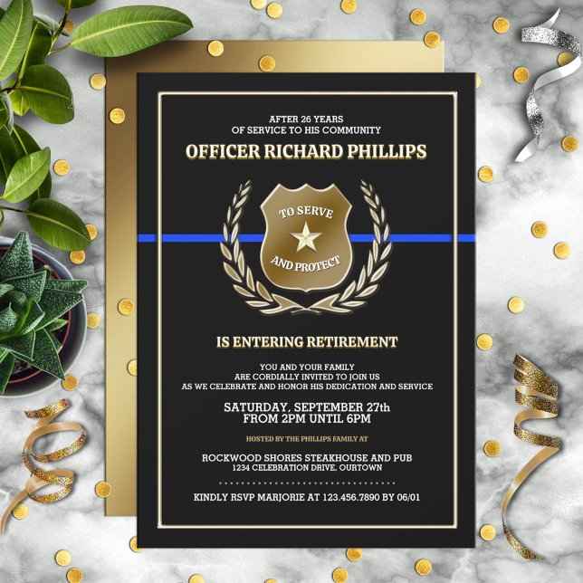 Convites Police Officer Retirement Party Invitation (Criador carregado)