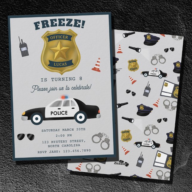 Convites Police Themed Policeman Cop Birthday Party (Police Themed Policeman Cop Birthday Party Invitation)