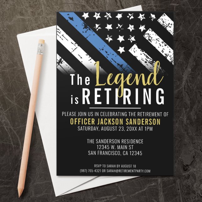 Convites Polícia de Sinalizador da Linha Azul de Reforma da (The perfect retirement party invitation for a retiring police officer, sheriff, captain, etc!)