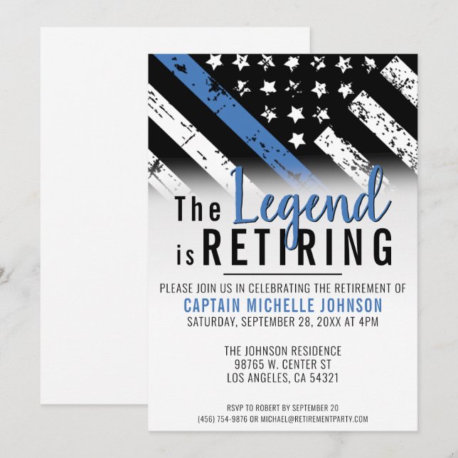 Convites Polícia Retimenta Fora de Sinalizador de Linha Azu (Frente/Verso)