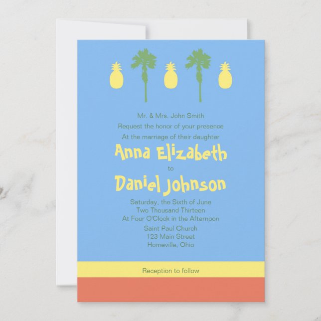 Convites Polinésia Retro (Frente)