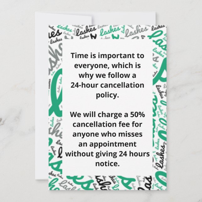 Convites Política de cancelamento (Frente)