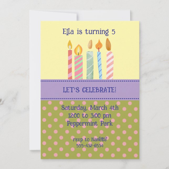 Convites Polka Dot Birthday Invitation (Frente)