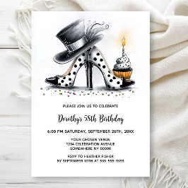 Convites Polka Dot Stiletto Shoes Birthday Party