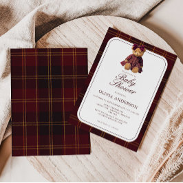 Convites Polo Teddy Bear Girl Baby Shower Invitation