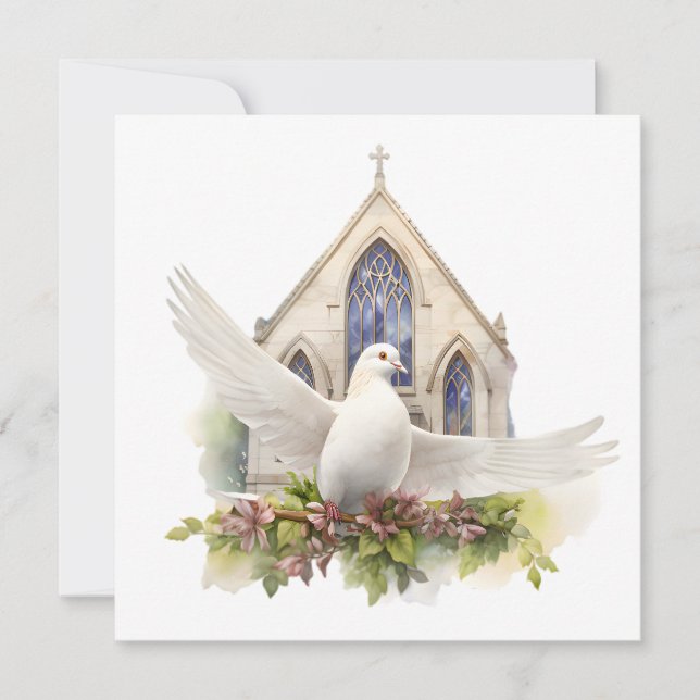Convites Pomba Branca com Igreja (Frente)