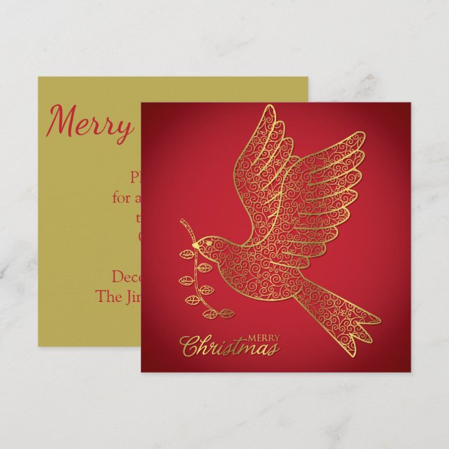 Convites Pomba de filigre elegante (Frente/Verso)