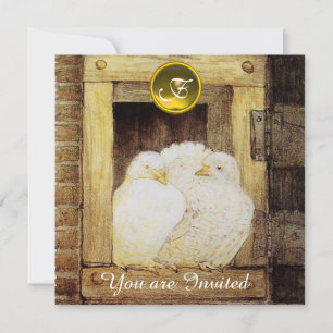 Convites POMBAS BRANCAS EM Janela Festa de CASAMENTO AMAREL