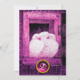 CONVITES POMBAS BRANCAS EM MONOGRAMA DE NOIVADE COM JANELA 