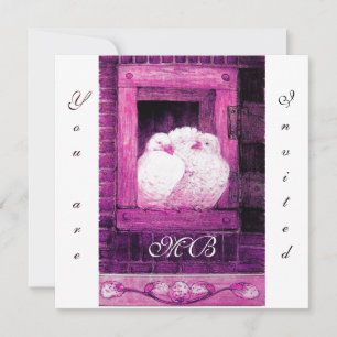 Convites POMBAS BRANCAS NA JANELA ,monograma