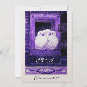 Convites POMBAS BRANCAS NA JANELA monograma, champanhe